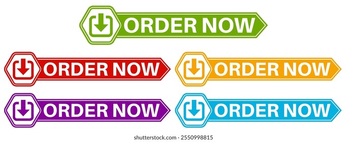 set order now sign labels icon banner design sticker labels template vector illustration