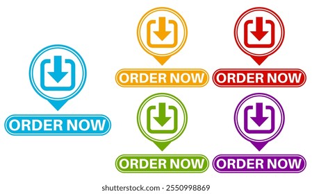 set order now sign labels icon banner design sticker labels template vector illustration