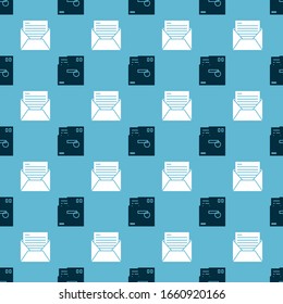 Set Ordered envelope and Mail and e-mail on seamless pattern. Vector