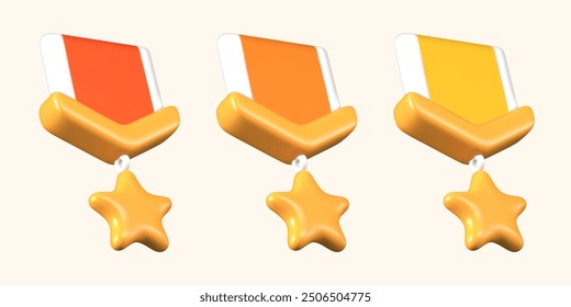 Conjunto de órdenes de diferentes colores. Premio de pecho con estrella. Plantillas aisladas de Vector