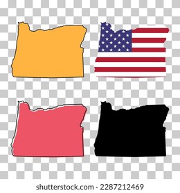 Set von Oregon Karte, vereinigte Staaten von Amerika. Flaches Concept Symbol, Vektorgrafik.
