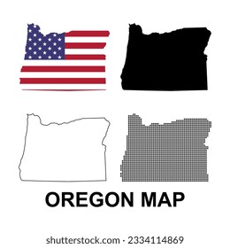 Set of Oregon map, united states of america. Flat concept symbol vector illustration .