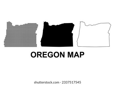 Set of Oregon map, united states of america. Flat concept symbol vector illustration .