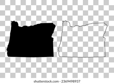 Mapa de Oregon, estados unidos de américa. Ilustración vectorial de símbolo plano.