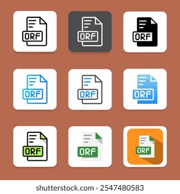 Set orf of document format icons with informative text labels
