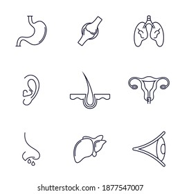 Conjunto de plantillas de diseño de logotipo humano de órganos, concepto de diseño de logotipo de órganos, símbolo de icono