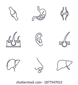 Conjunto de plantillas de diseño de logotipo humano de órganos, concepto de diseño de logotipo de órganos, símbolo de icono