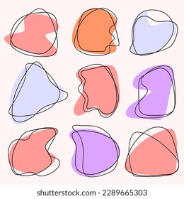Set of organic abstract vector shapes in boho style. Collection of abstract modern shapes and liquid drop for design and print. Basic spots geometric, isolated elements on white background