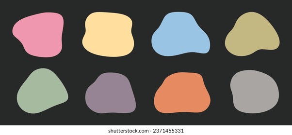 Conjunto de formas de blob de ameba orgánica. Formas amorfas líquidas, formas irregulares aisladas. Colección de blobs de líquido orgánico. Elementos de diseño planos y coloridos. Ilustración del vector