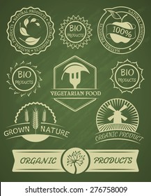 Set of organic badges and labels. Isolated background.