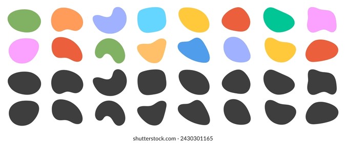 Set of organic blob, irregular vector shapes. Liquid blob elements