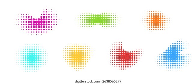 Set of organic blob shape with halftone dots and gradient