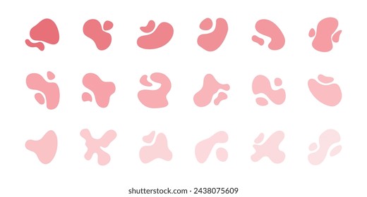 Set of organic blobs, rounded abstract shapes collection. Vector illustration.