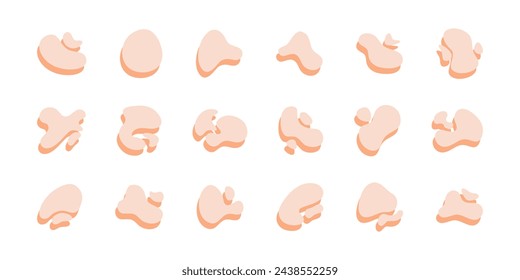 Set of organic blobs, rounded abstract shapes collection. Vector illustration.
