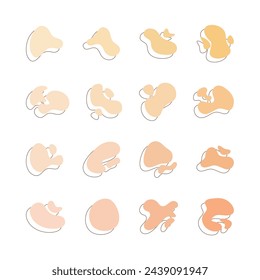 Set of organic blobs, rounded abstract shapes collection. Vector illustration.