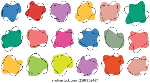 Set of Organic colorful blob shape icon Vector illustration. 