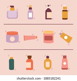 set of organic cosmetic icons vector illustration design