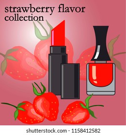a set of organic cosmetics. strawberry