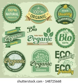 Set of organic, eco and bio labels and elements 