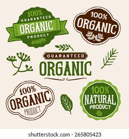 Set of organic and farm fresh food badges and labels