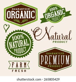Set of organic and farm fresh food badges and labels