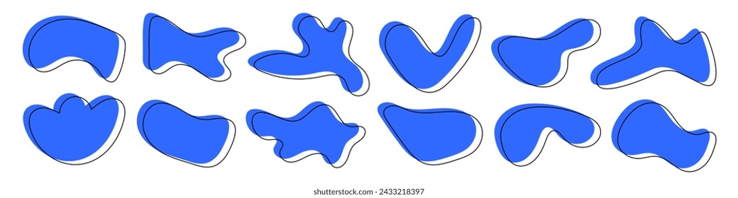 Set of organic, flow irregular blob vector illustration
