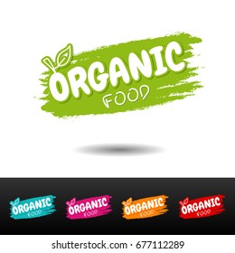 Set of Organic food badges. Vector hand drawn labels. 