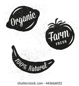 Set of organic food badges. Vintage style