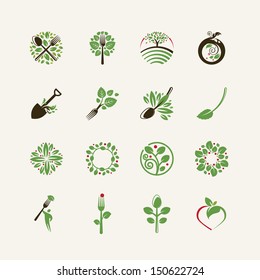 Set of organic food icons for the restaurants, food production, organic products