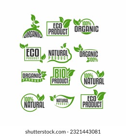 set of organic food logo vector
