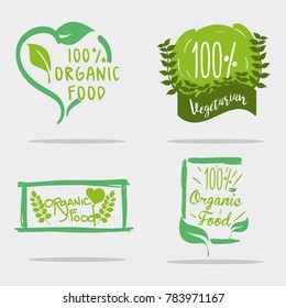 set organic food message with natuals leaves