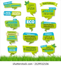 Set of organic fresh natural and tasty food labels