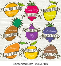 set of organic  fruit, vector illustration