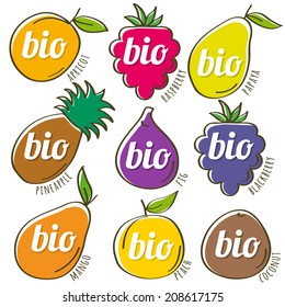 set of organic  fruit, vector illustration