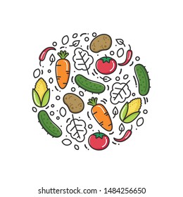 Set  of Organic Fruit and Vegetables Simple Icons