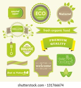 Set of organic labels and banners.