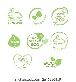 Set of organic labels. Organic logo templates, floral elements in green color for food package or marketplaces. Vector badges