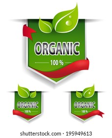 set organic labels or ribbon. Vector.