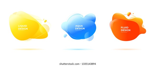 Set of organic liquid backgrounds. Abstract geometric flowing shapes and fluid forms.
