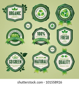 Set of organic and natural badges and labels