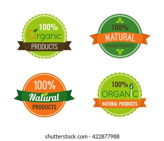 Set of organic natural product vector for labels and badges design.