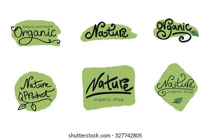 Set of organic and nature food logos and labels. 