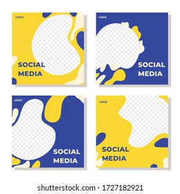 Set Of Organic Shape Social Media Post Templates With Negative Space For Promotion, Feed, Web Banner