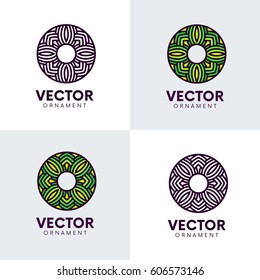 Set of organic signs nature circle symbol vector design.