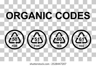 Set of Organic symbol, ecology recycling sign isolated on white background. Package waste icon .