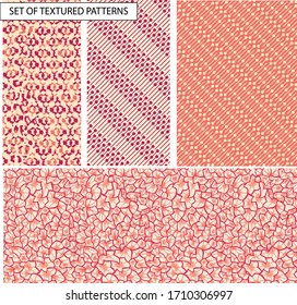 Conjunto de patrones vectoriales texturados para fondos de paredes y fondos inspirados en formas naturales