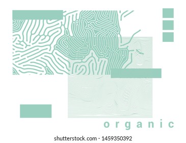 Set of organic universal elements and patterns for  poster, cover design in pastel green color. Collection of vector shapes in vaporwave trendy style.