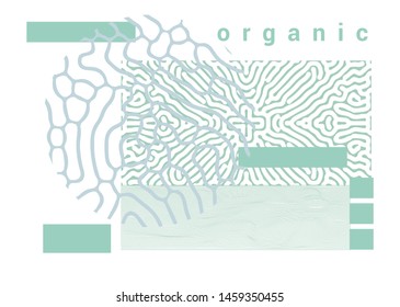 Set of organic universal elements and patterns for  poster, cover design in pastel green color. Collection of vector shapes in vaporwave trendy style.