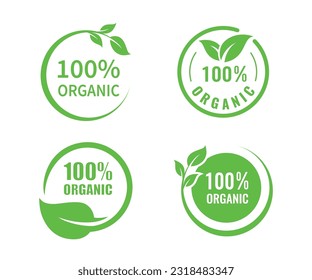 Set of organic vector logo design. Set of green eco labels. 