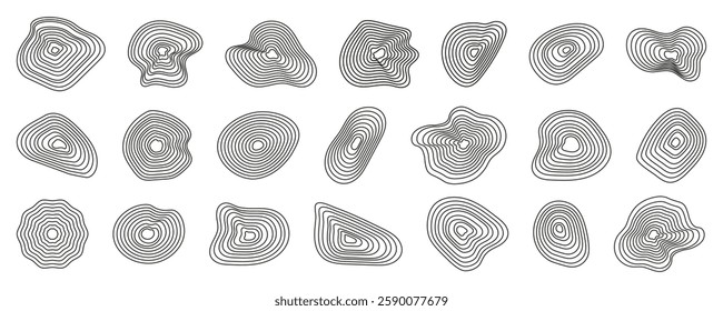 Set of organic wooden ring shapes. Vector illustration